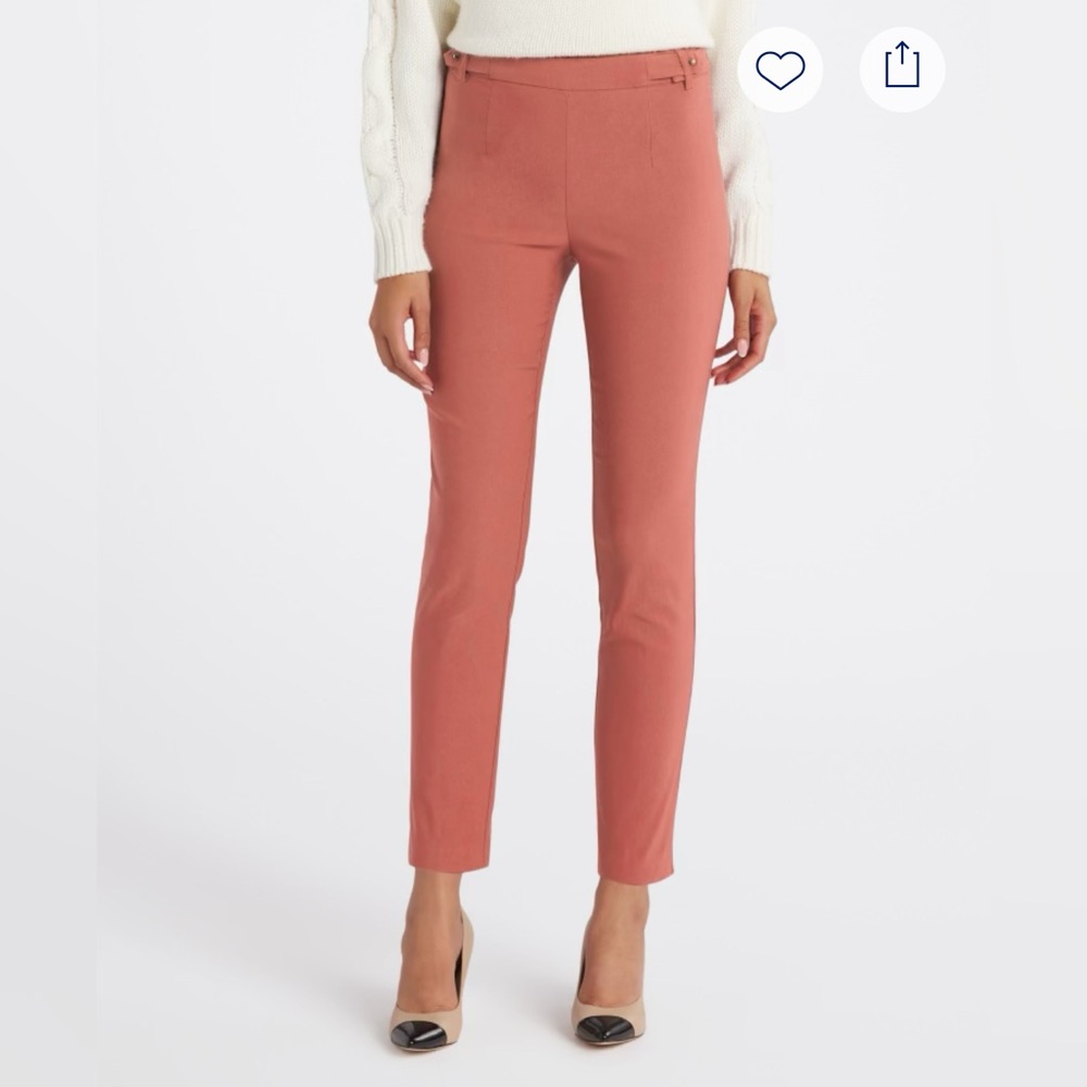 Tinsley Mid Rise Slim Straight Trouser women’s size 8 pull on, rose pink coral
